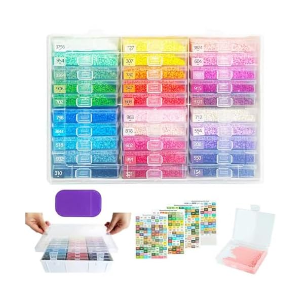 Lanzeyo ダイヤモンドアートストレージトレイ 30個 蓋付き ダイヤモンドペインティング収納ボックス フ..