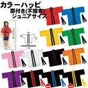 カラーハッピ 帯付き(不織布)ジュニアサイズ　赤 青 黄 黒 緑 桃 白 オレンジ 紫 法被
