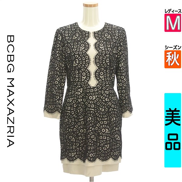  ＼売り尽くし!／ ビーシービージーマックスアズリア BCBG MaxAzria ワンピース チュニック 長袖 M ブラック レディース 秋 /スカラップレースミニワンピース