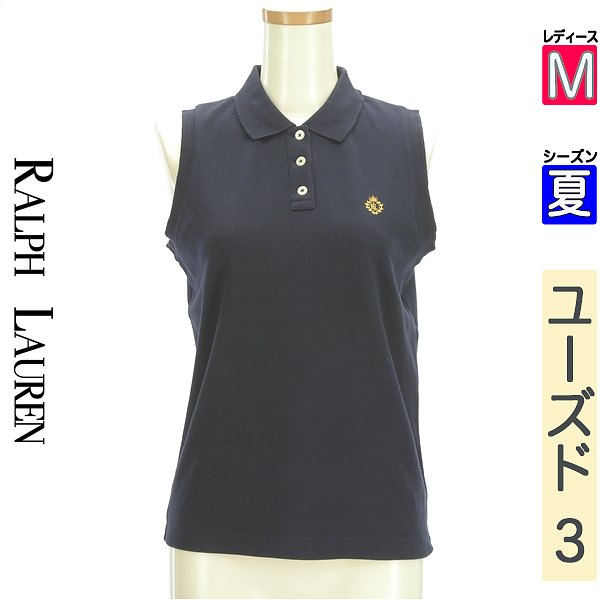 【激得★39h限定20%OFFクーポン】【中古】 ＼売り尽くし!／【大幅値下】 ラルフローレン Ralph Lauren ポロシャツ ノースリーブ M 紺色/ネイビー レディース 夏 /ワンポイント刺繍ノースリーブポロシャツ