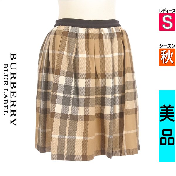 【春夏物★10%OFFクーポン】【中古】【セール】 バーバリーブルーレーベル BURBERRY BLUE LABEL ミニスカート S ベージュ レディース 秋 /チェック柄ミニスカート