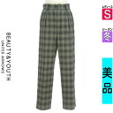 \週末限定★3000円OFFクーポン配布中/ ビューティ&ユース BEAUTY&YOUTH パンツ レディース 冬 黄緑/ライトグリーン S ハイウエストチェッ...