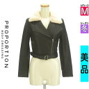 【超得★4/2(火)まで P10倍】【中古】【セール】 プロポーションボディ ドレッシング PROPORTION BODY DRESSING ブルゾン スタジャン M ブラック レディース 冬 /ファー襟ショートフェイクレザージャケット【ブランド古着のファレット】