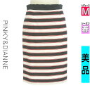 \超得★20%OFFクーポンで730円/ ピンキー&ダイアン Pinky&Dianne スカート レディース 春 紺色/ネイビー M 配色ボーダー膝丈タイトスカ...