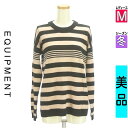 \超得★20%OFFクーポンで554円/ エキップモン Equipment ニット レディース 冬 長袖 ピンク M ボーダーカシミヤニットトップス 【中古】【...