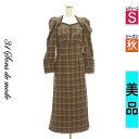 【4/15値下げ】【中古】【古着】 トランテアン ソン ドゥ モード 31 Sons de mode ワンピース チュニック パワーショルダーチェック柄マーメイドワンピース 秋物 秋冬 春秋 ブラウン