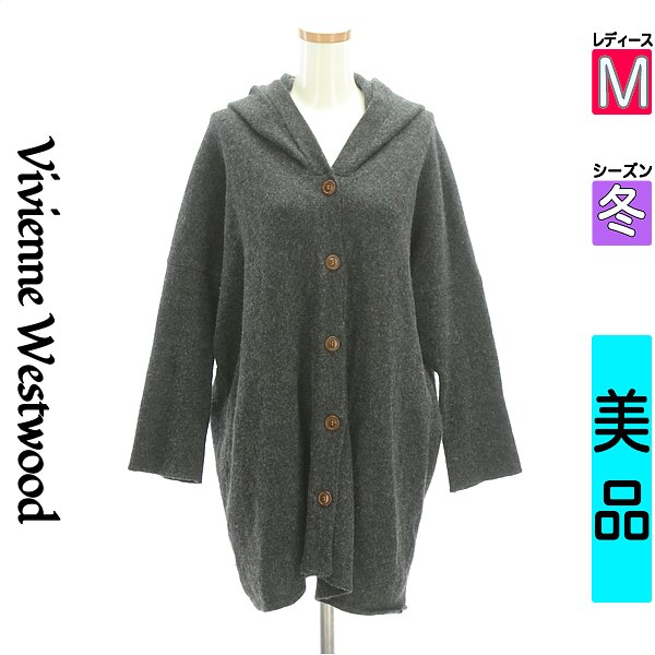 【春夏物★10%OFFクーポン】【中古】【セール】 ヴィヴィアンウエストウッド Vivienne Westwood カーディガン ボレロ M グレー レディース 冬 /フーディミドルニットカーディガン