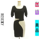 【5/8値下げ】【中古】【古着】 リゼクシー RESEXXY ワンピース チュニック ワンピース バックレースアップ配色ニットワンピ 冬物 冬 秋冬 ブラック
