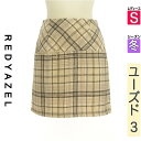 \激得★30%OFFクーポンで300円/ レディアゼル REDYAZEL ミニスカート レディース 冬 ベージュ S チェックタイトミニスカート 【中古】【古着...