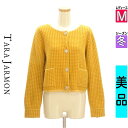 【5/8値下げ】【中古】【古着】 タラジャーモン TARA JARMON カーディガン ボレロ カーディガン ラメ糸混千鳥柄ニットジャケット 冬物 冬 秋冬 オレンジ
