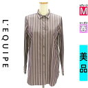 \週末限定★3000円OFFクーポン配布中/ レキップ L'EQUIPE ブラウス レディース 春 長袖 パープル M マルチストライプシャツ 【中古】【古着】...