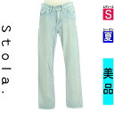【5/8値下げ】【中古】【古着】 ストラ Stola. デニムパンツ パンツ ダメージ加工ストレートデニムパンツ 夏物 春夏 水色/ライトブルー