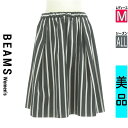 【5/8値下げ】【中古】【古着】 ビームス BEAMS スカート スカート ウエストゴムストライプ膝丈スカート オールシーズン ブラック