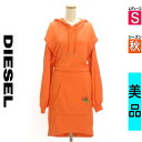 【5/8値下げ】【中古】【古着】 ディーゼル DIESEL ワンピース チュニック ワンピース バックオープン膝丈スウェットワンピース 秋物 秋冬 春秋 オレンジ