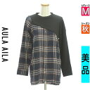 \激得★30%OFFクーポンで1463円/ アウラアイラ AULA AILA カジュアルシャツ レディース 秋 長袖 紺色/ネイビー M アシンメトリードッキングチェックシャツ 【中古】【古着】【大幅値下】(4)