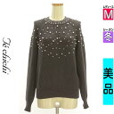 \超得★20%OFFクーポンで484円/ テチチ Te chichi ニット レディース 冬 長袖 グレー M パール付きラグランニットトップス 【中古】【古着...