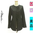 【5/8値下げ】【中古】【古着】 3.1フィリップリム 3.1PHILLIP LIM ブラウス シャツ ノーカラーフリルブラウス 春物 春秋 春夏 ブラック