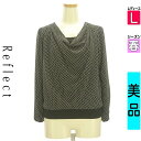 \超得★20%OFFクーポンで941円/ リフレクト Reflect カットソー プルオーバー レディース 春 長袖 ブラック L ドレープドットシフォンカット...
