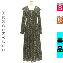 【5/8値下げ】【中古】【古着】 マーキュリーデュオ MERCURYDUO ワンピース チュニック ワンピース 小花柄フリルロングワンピース 秋物 秋冬 春秋 ブラック