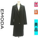 【5/8値下げ】【中古】【古着】 エモダ EMODA コート アウター シンプルロングコート 秋物 秋冬 春秋 ブラック