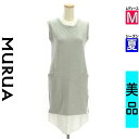 【5/8値下げ】【中古】【古着】 ムルーア MURUA ワンピース チュニック ワンピース 裾シャツ切替ノースリスウェットワンピース 夏物 春夏 グレー