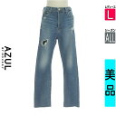 【5/8値下げ】【中古】【古着】 アズールバイマウジー AZUL BY MOUSSY デニムパンツ パンツ ダメージ加工ハイウエストテーパードデニムパンツ オールシーズン ブルー