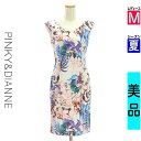 【5/8値下げ】【中古】【古着】 ピンキー&ダイアン Pinky&Dianne ワンピース チュニック ワンピース リゾート花柄膝丈タイトワンピース 夏物 春夏 ホワイト