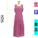 【5/8値下げ】【中古】【古着】 アズールバイマウジー AZUL BY MOUSSY ワンピース チュニック ワンピース コットン楊柳ロングティアードワンピース 夏物 春夏 パープル