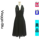 【5/8値下げ】【中古】【古着】 ビアッジョブルー Viaggio Blu キャミワンピース ワンピース バッククロスシフォンワンピース 夏物 春夏 ブラック
