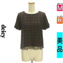 【5/8値下げ】【中古】【古着】 デイシー DEICY カットソー プルオーバー トップス ラメ糸混チェック柄ウールプルオーバー 秋物 秋冬 春秋 ブラウン