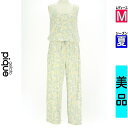 【5/8値下げ】【中古】【古着】 ジェラートピケ gelato pique コンビネゾン オールインワン パンツ ウエストゴム花柄コンビネゾン 夏物 春夏 黄緑/ライトグリーン