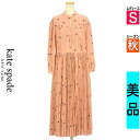 【5/8値下げ】【中古】【古着】 ケイトスペード ニューヨーク kate spade new york ワンピース チュニック ワンピース ドット柄シフォンプリーツワンピース 秋物 秋冬 春秋 ピンク