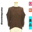 \週末限定★15%OFFクーポンで402円/ メルシーボークー mercibeaucoup ニット レディース 秋 長袖 ブラウン M フロントロゴニットトップ...