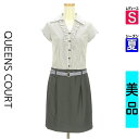【5/8値下げ】【中古】【古着】 クイーンズコート QUEENS COURT ワンピース チュニック ワンピース ストライプ柄シャツ切替ワンピース 夏物 春夏 グレー