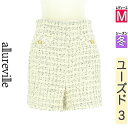 アルアバイル allureville ショートパンツ ハーフパンツ レディース 冬 アイボリー M ツイードチェックショートパンツ 【中古】【古着】【大幅値下】