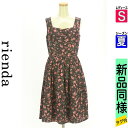 【5/8値下げ】【中古】【古着】 リエンダ rienda ワンピース チュニック ワンピース 花柄膝丈フレアワンピース 夏物 春夏 ブラック