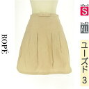 【5/8値下げ】【中古】【古着】 ロペ ROPE スカート スカート リボン付きタックフレアミニスカート オールシーズン ベージュ