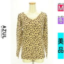 【5/8値下げ】【中古】【古着】 アズールバイマウジー AZUL BY MOUSSY ニット トップス レオパード柄Vネックニット 冬物 冬 秋冬 ベージュ