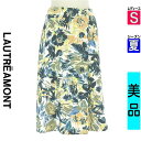 【5/8値下げ】【中古】【古着】 ロートレアモン LAUTREAMONT スカート スカート 大花柄膝下タックスカート 夏物 春夏 ホワイト