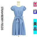 【5/8値下げ】【中古】【古着】 ストロベリーフィールズ STRAWBERRY-FIELDS ワンピース チュニック ワンピース ウエストリボンタックワンピース 夏物 春夏 水色/ライトブルー
