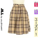 【5/8値下げ】【中古】【古着】 ジルバイジルスチュアート JILL by JILLSTUART スカート スカート ベルト付きチェック柄膝丈タックスカート 冬物 冬 秋冬 ベージュ