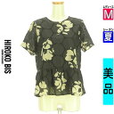 【5/8値下げ】【中古】【古着】 ヒロコビス HIROKO BIS カットソー プルオーバー トップス 花柄×カットワーク刺繍ペプラムカットソー 夏物 春夏 ブラック
