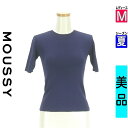 \超得★20%OFFクーポンで1056円/ マウジー MOUSSY ニット レディース 夏 半袖 紺色/ネイビー M 接触冷感ニットトップス 【中古】【古着】【...