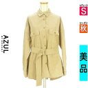 【5/8値下げ】【中古】【古着】 アズールバイマウジー AZUL BY MOUSSY カジュアルシャツ シャツ ベルト付きコーデュロイシャツ 秋物 秋冬 春秋 ベージュ