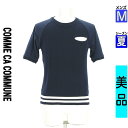 コムサコミューン COMME CA COMMUNE ニット メンズ 夏 半袖 紺色/ネイビー M 前後切替ラグラントップス 【中古】【古着】【大幅値下】