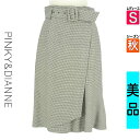【4/15値下げ】【中古】【古着】 ピンキー&ダイアン Pinky&Dianne スカート スカート 千鳥格子柄膝下巻きスカート 秋物 秋冬 春秋 ブラック