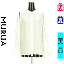 【4/15値下げ】【中古】【古着】 ムルーア MURUA ブラウス シャツ オープンショルダーワイドスリーブシャツ 夏物 春夏 ホワイト