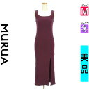 【4/15値下げ】【中古】【古着】 ムルーア MURUA ワンピース チュニック ワンピース スリットロングニットワンピース 冬物 冬 秋冬 パープル