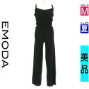 【4/15値下げ】【中古】【古着】 エモダ EMODA コンビネゾン オールインワン パンツ オープンショルダーニットコンビネゾン 夏物 春夏 ブラック