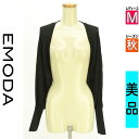 【4/15値下げ】【中古】【古着】 エモダ EMODA カーディガン ボレロ カーディガン ボリューム袖透かしボーダーショートボレロ 秋物 秋冬 春秋 ブラック